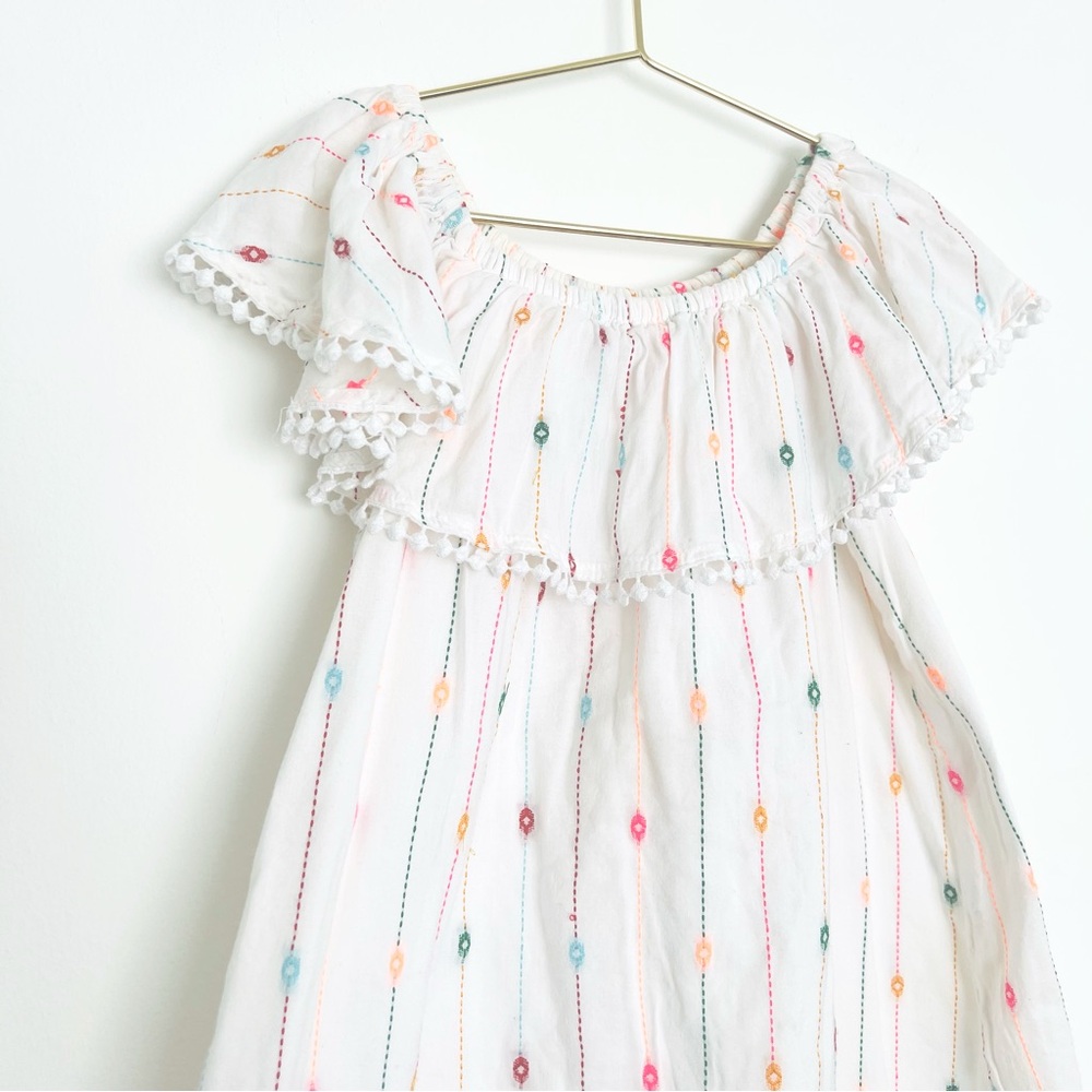 GAP Kids White Dress with Colorful Embroidery - S (6-7)